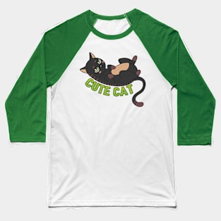 Cute Black Cat Baseball T-Shirt